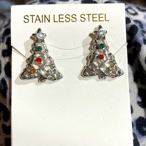 Stainless steel Christmas tree earrings